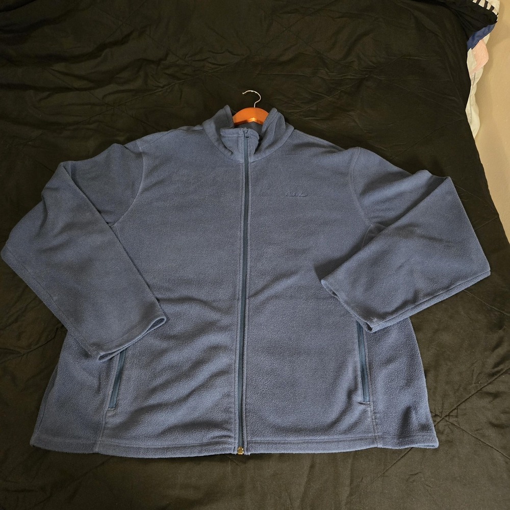 Cabela's Jacket‎ Mens 2XL Blue Fleece Full Zip Stand Collar Zip Pockets Casual